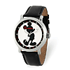 Mickey Mouse Silhouette Watch with Black Leather Strap