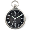 Charles Hubert Stainless Steel Open Face Pocket Watch with Black Dial