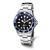 Charles Hubert Stainless Steel Black Dial Blue Bezel Watch