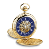 Charles Hubert Gold-plated Mechanical Pocket Watch with Blue Dial and Roman Numerals 