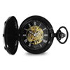 Charles Hubert Black-Plated Brass Mechanical Pocket Watch Full Hunter with Gold-tone Rope