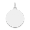 14k White Gold Round Engravable Pendant 3/4in