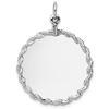 14k White Gold Engravable Round Disc Pendant with Rope Border 1in