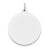 14k White Gold Round Engravable Pendant 7/8in
