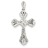 14k White Gold .35 ct Diamond Cross Pendant 1 3/8in