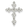14kt White Gold 15/16in Diamond Filigree Cross Pendant