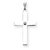 14k White Gold .02 ct Diamond Cross Pendant 1in