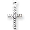 14k White Gold 1/6 ct Diamond Small Latin Cross Pendant