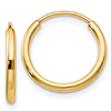 14k Yellow Gold 1/2in Endless Hoop Earrings 1.5mm