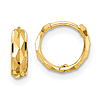 14k Yellow Gold Diamond-cut Endless Huggie Hoop Earrings 3/8in
