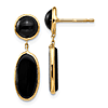 14k Yellow Gold Black Onyx Round and Oval Dangle Earrings