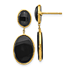 14k Yellow Gold Black Onyx Oval Dangle Earrings