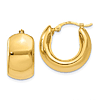 14k Yellow Gold Small Wide Puffed Hoop Earrings