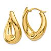 14k Yellow Gold Twisted Thick Oval Hoop Earrings