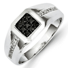 14kt White Gold 1/4 ct Black and White Diamond Men's Ring
