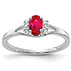 14kt White Gold 5/8 ct Oval Ruby Ring with 1/15 ct Diamond Accents