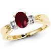 14kt Two-tone Gold 1 ct Oval Ruby Ring with 1/10 ct Diamond Accents