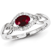 14kt White Gold 5/8 ct Oval Ruby Ring with 1/10 ct Diamond Accents
