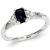 14kt White Gold 2/3 Ct Radiant Sapphire Ring with Diamonds