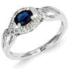 14kt White Gold 2/3 Ct Oval Sapphire Bypass Ring with 1/10 ct Diamonds