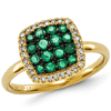 14kt Yellow Gold 2/3 ct Emerald Cluster Ring with Diamonds
