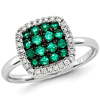 14kt White Gold 2/3 ct Emerald Cluster Ring with Diamonds