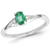 14kt White Gold 1/2 ct Oval Emerald Ring with Two Diamond Accents