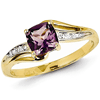 14kt Yellow Gold 0.7 ct Square Amethyst Ring with Diamonds