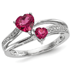 1 ct Pink Tourmaline Hearts Ring with Diamonds 14k White Gold