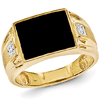 14k Yellow Gold Black Onyx Ring with .01 ct Diamond Accents