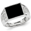 14k White Gold Black Onyx Ring with .01 ct Diamond Accents