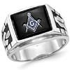 Rectangular Blue Lodge Ring - 14k White Gold