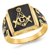 14k Yellow Gold Black Enameled Blue Lodge Ring