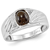 14kt White Gold Men's Oval Onyx Ring with Diamonds