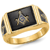 14k Yellow Gold Rectangular Blue Lodge Ring Open Back