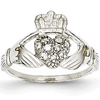 14kt White Gold 1/10 ct Diamond Claddagh Ring