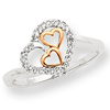 14k White and Rose Gold 1/8 ct Diamond Nestled Hearts Promise Ring
