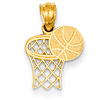 Basketball and Hoop Pendant 5/8in 14k Yellow Gold