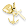 14kt Yellow Gold 1/2in Heart Cross and Anchor Charm