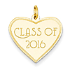 14kt Yellow Gold 3/4in Class of 2016 Heart Charm