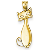 14kt Yellow Gold 7/8in Diamond Cat Pendant