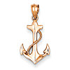 14kt Rose Gold 3/4in Anchor Rope Pendant