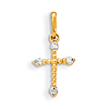 14kt Yellow Gold 3/8in CZ Children's Beaded Cross Pendant