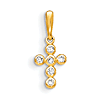 14kt Yellow Gold 3/8in CZ Children's Bezel Cross Pendant