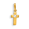 14kt Yellow Gold 3/8in Children's Cross Charm with CZ Accent