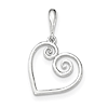 14K White Gold Heart Pendant with Spiral Ends 3/4in