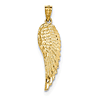 14k Yellow Gold Polished Textured Angel Wing Pendant 1in
