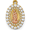 14K Two-Tone Gold Our Lady Of Guadalupe Pendant with Cubic Zirconias