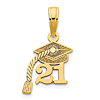 14k Yellow Gold 2021 Graduation Cap with Tassel Pendant