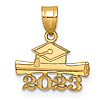 14k Yellow Gold 2023 Graduation Cap and Diploma Pendant